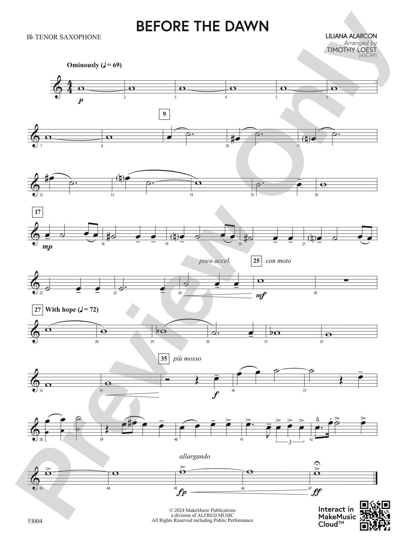 Before the Dawn: B-flat Tenor Saxophone