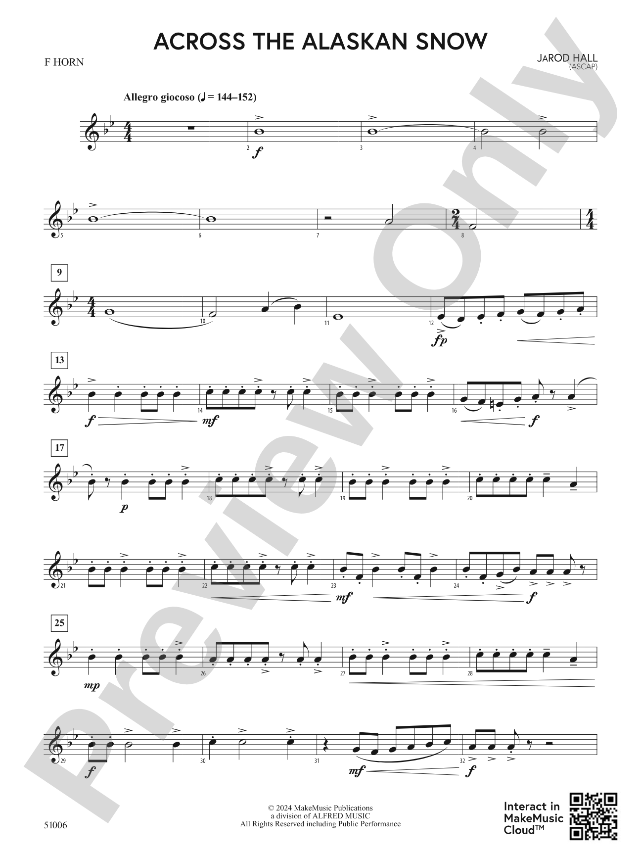 Across the Alaskan Snow: 1st F Horn