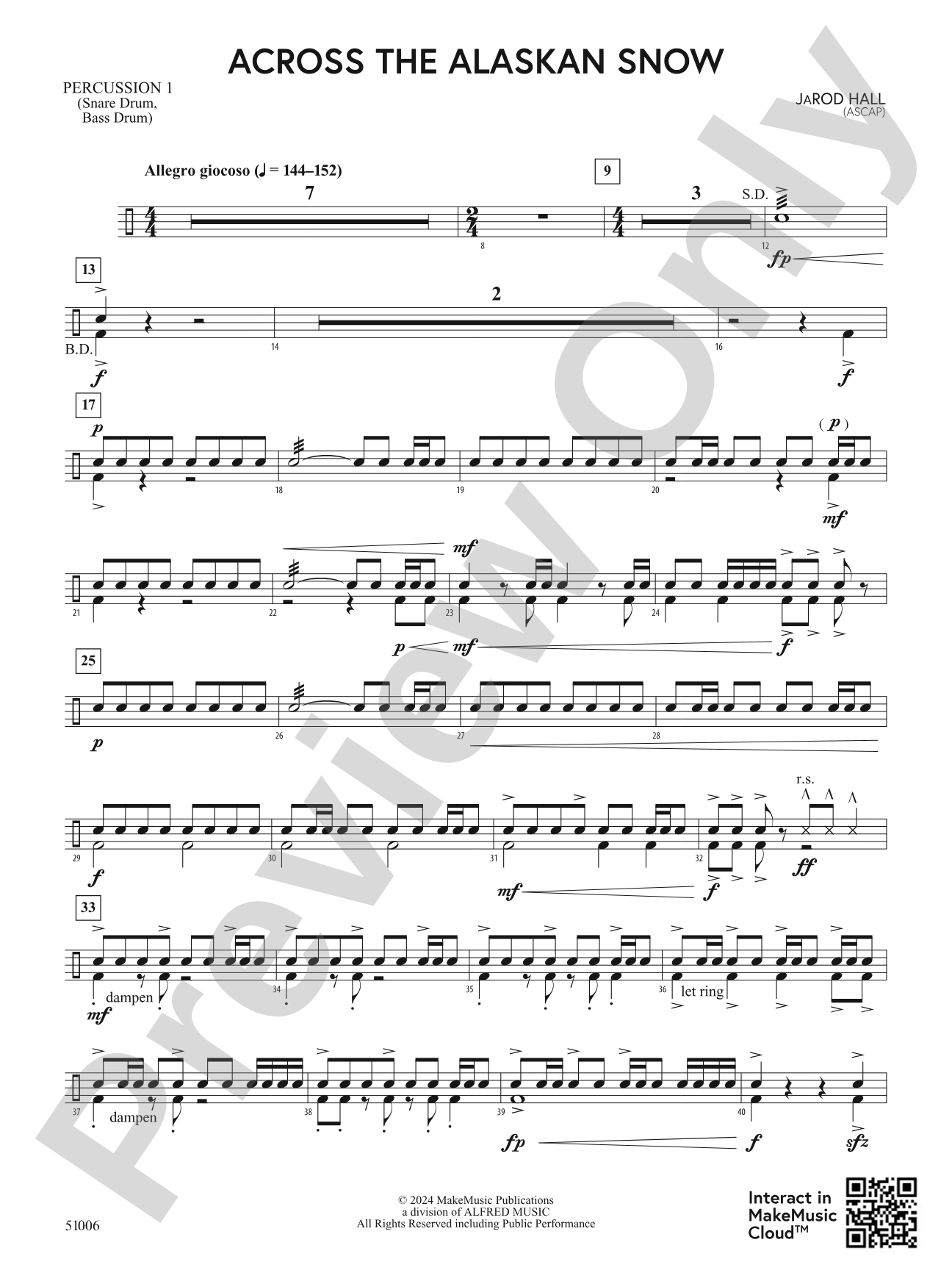 Across the Alaskan Snow: 1st Percussion