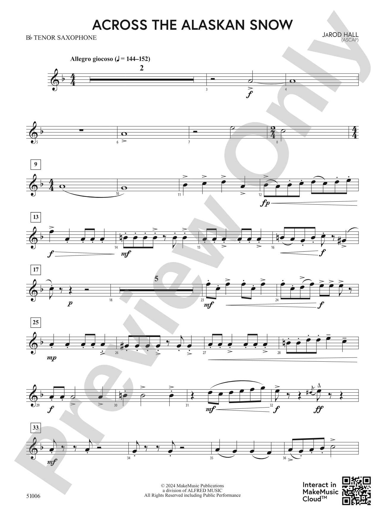 Across the Alaskan Snow: B-flat Tenor Saxophone