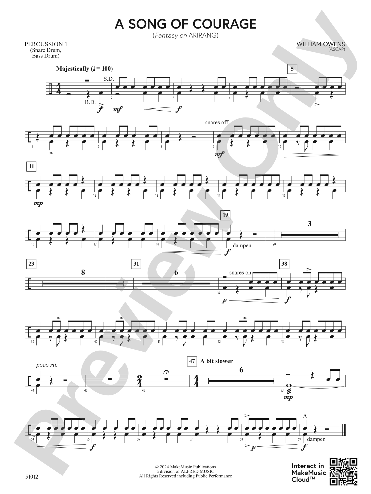 A Song of Courage: 1st Percussion