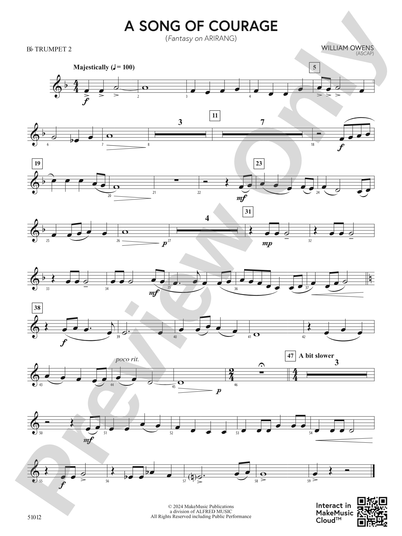 A Song of Courage: 2nd B-flat Trumpet