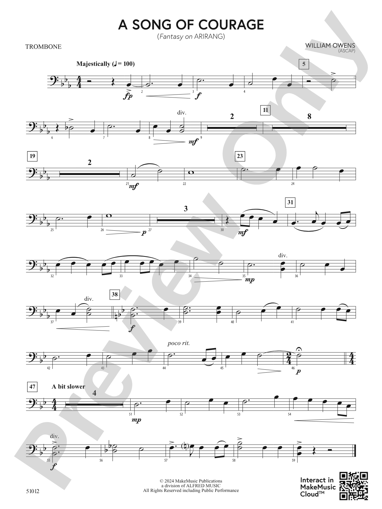 A Song of Courage: 1st Trombone