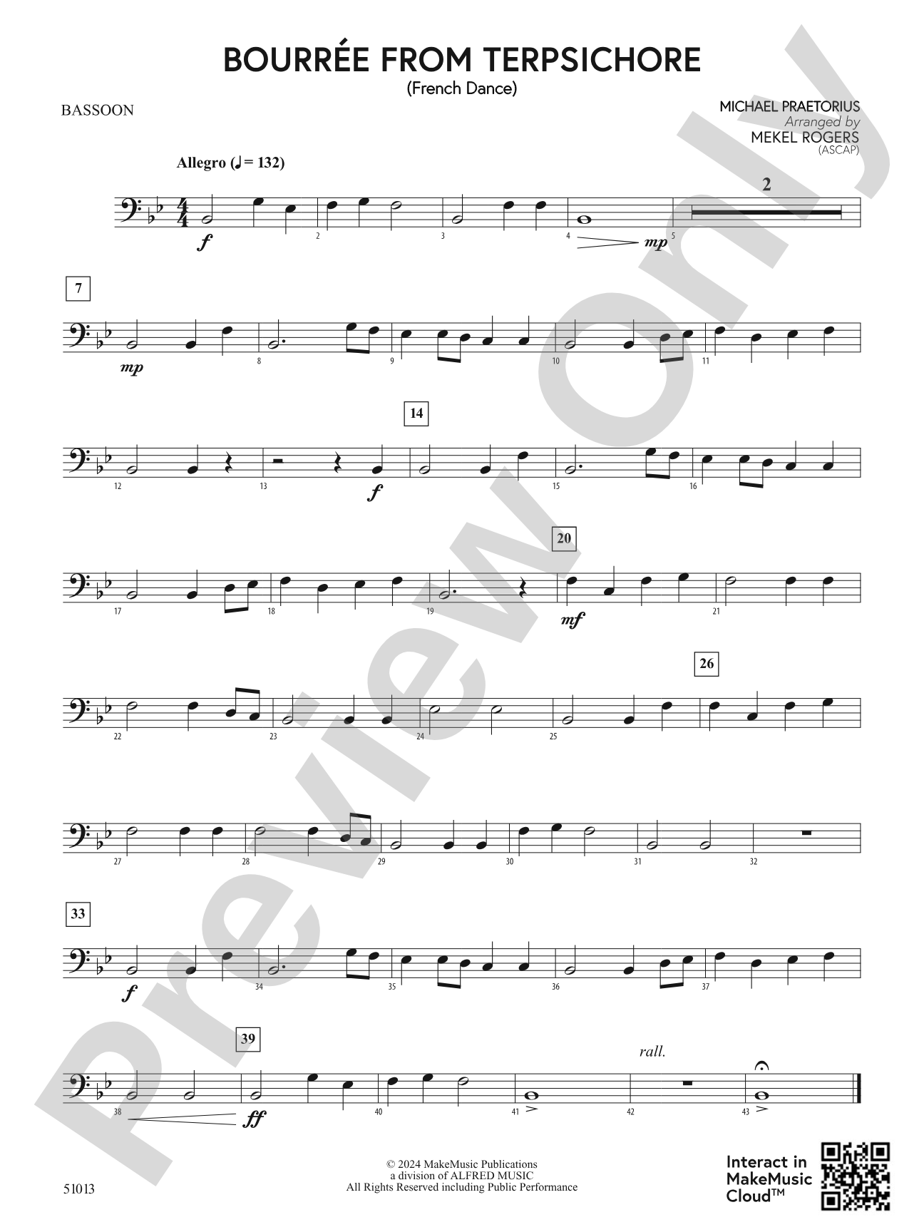 Bourrée from Terpsichore: Bassoon