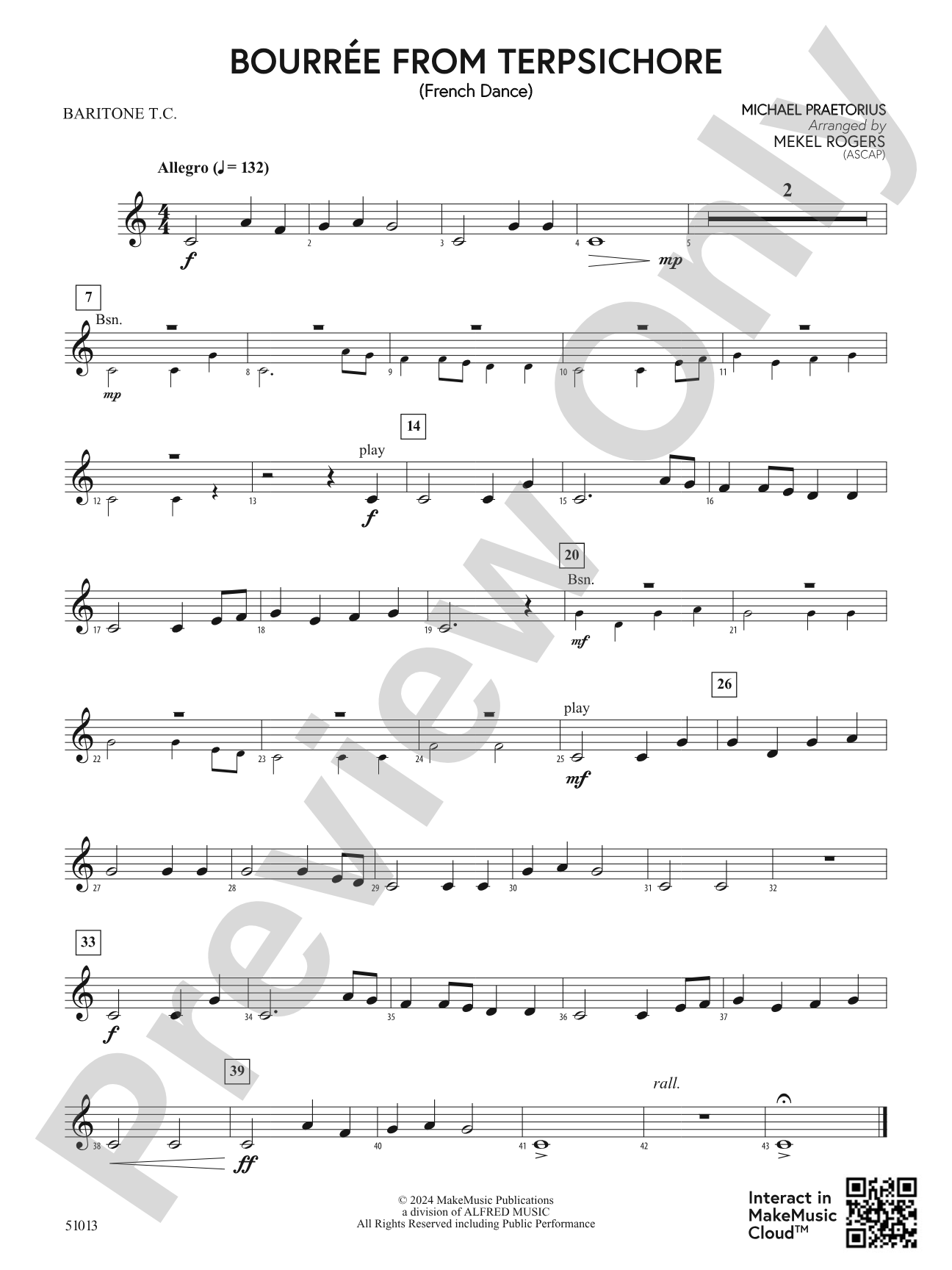 Bourrée from Terpsichore: Baritone T.C.