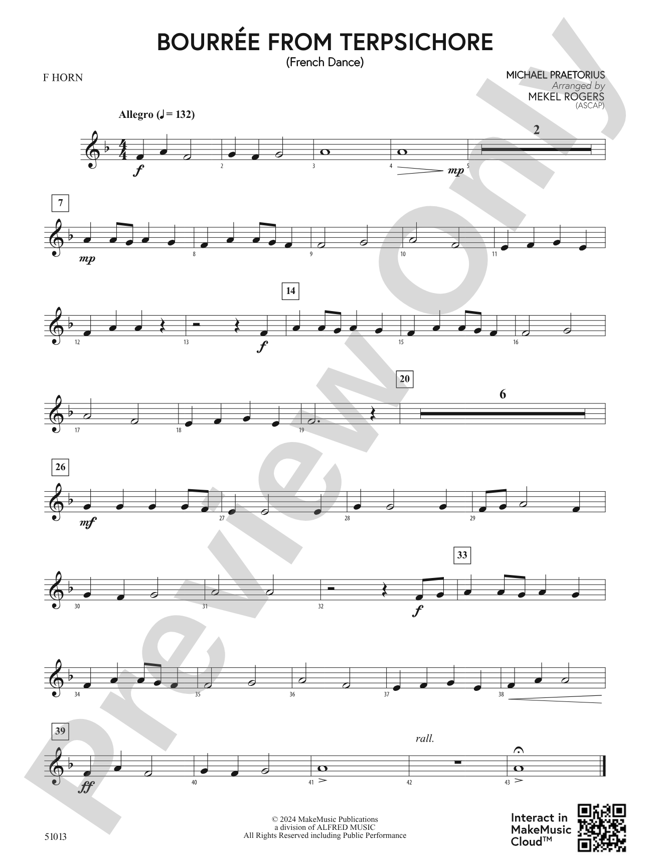 Bourrée from Terpsichore: 1st F Horn