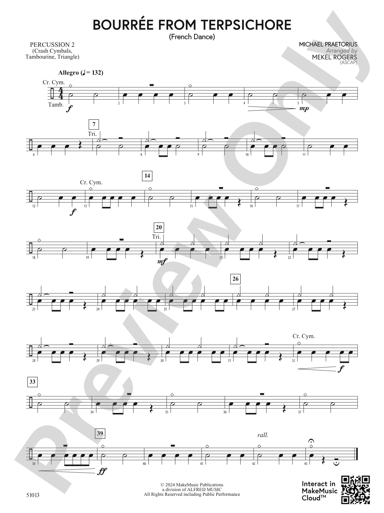 Bourrée from Terpsichore: 2nd Percussion