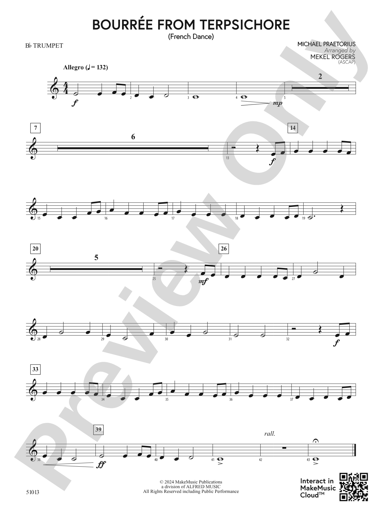 Bourrée from Terpsichore: 1st B-flat Trumpet
