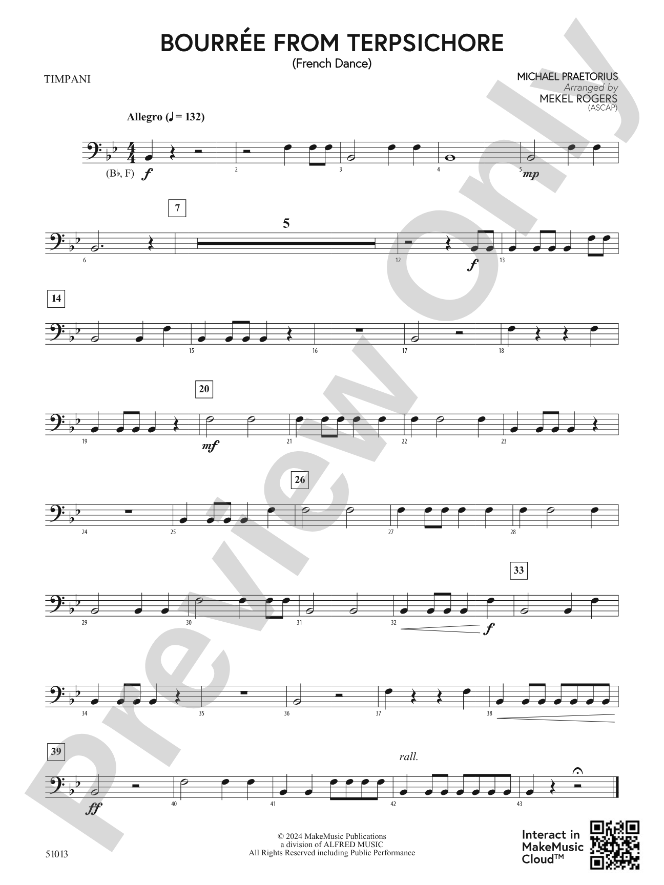 Bourrée from Terpsichore: Timpani