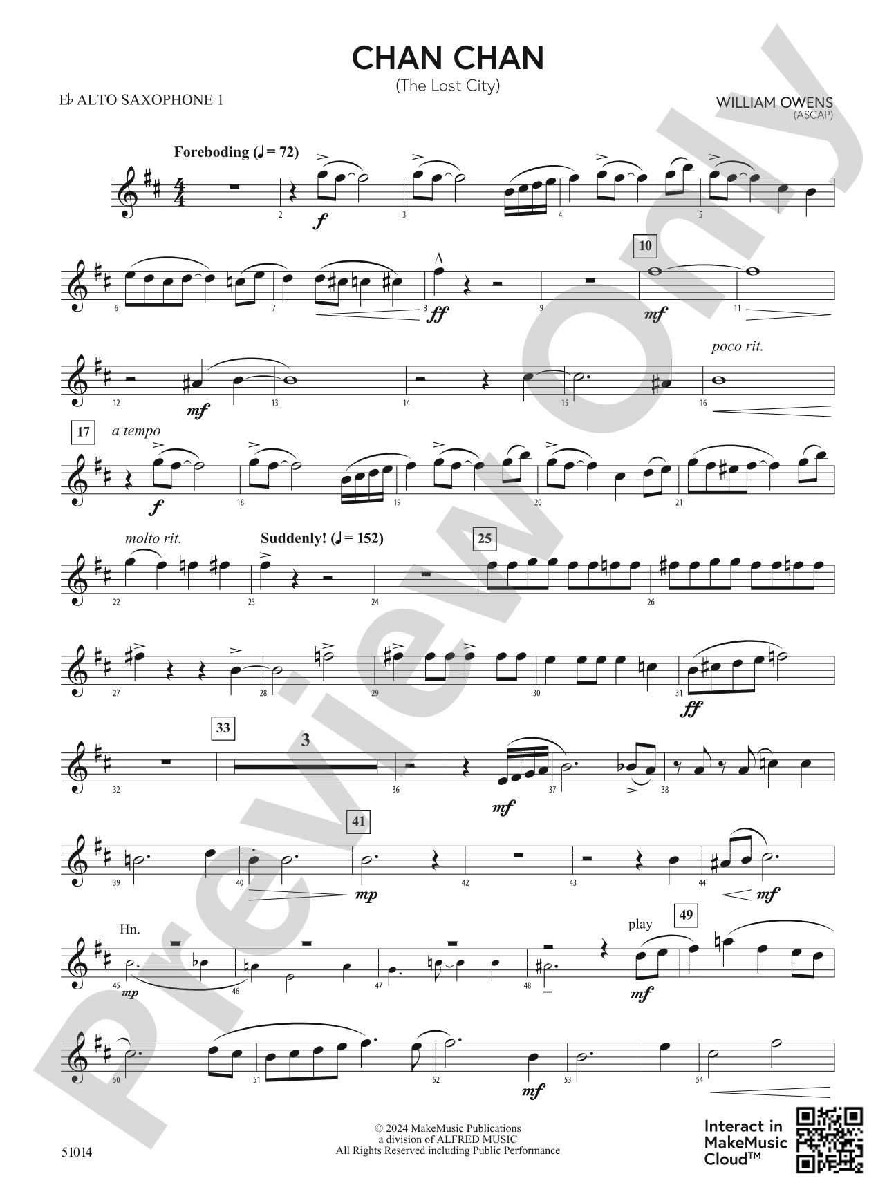 Chan Chan: E-flat Alto Saxophone