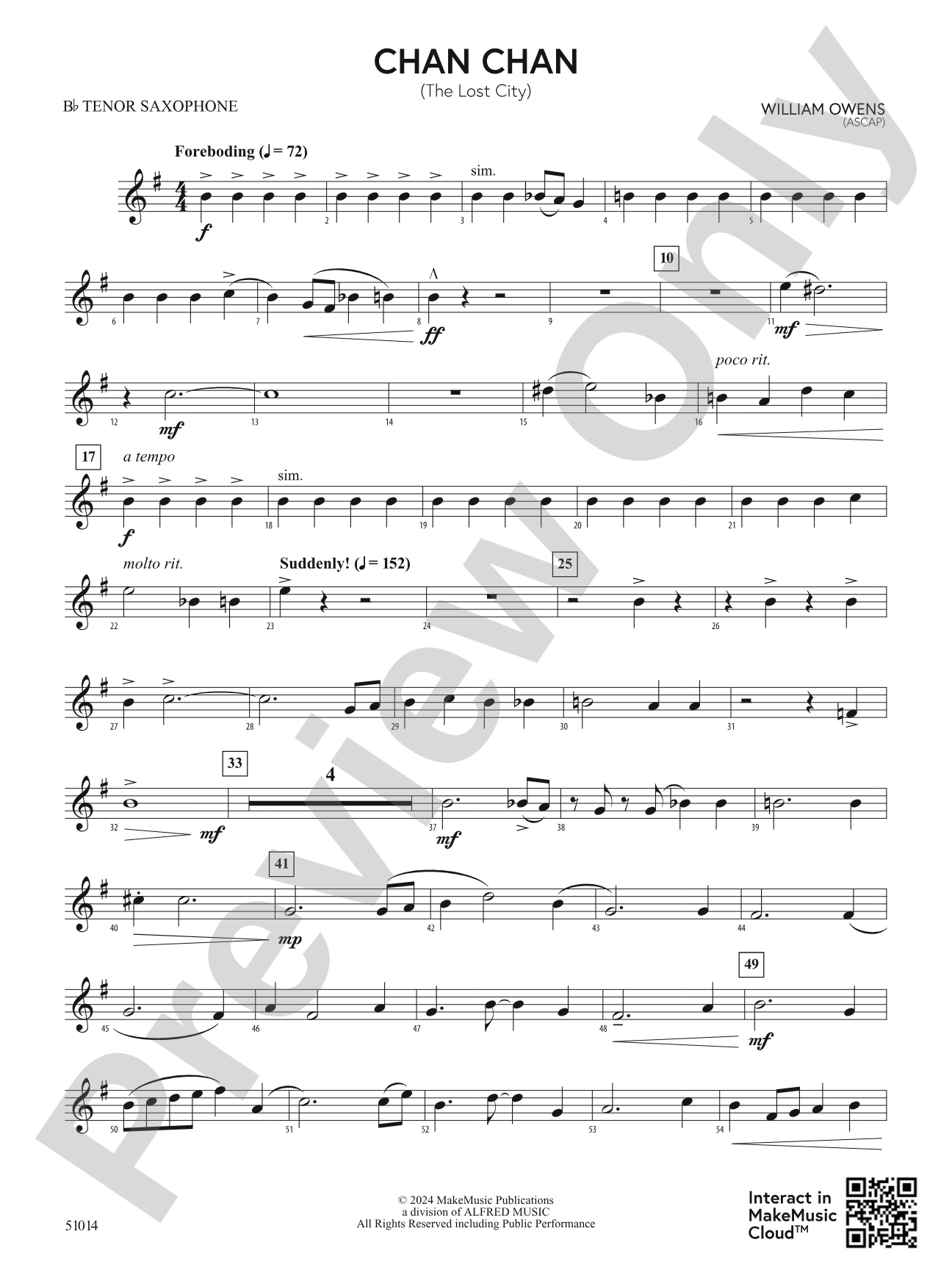 Chan Chan: B-flat Tenor Saxophone