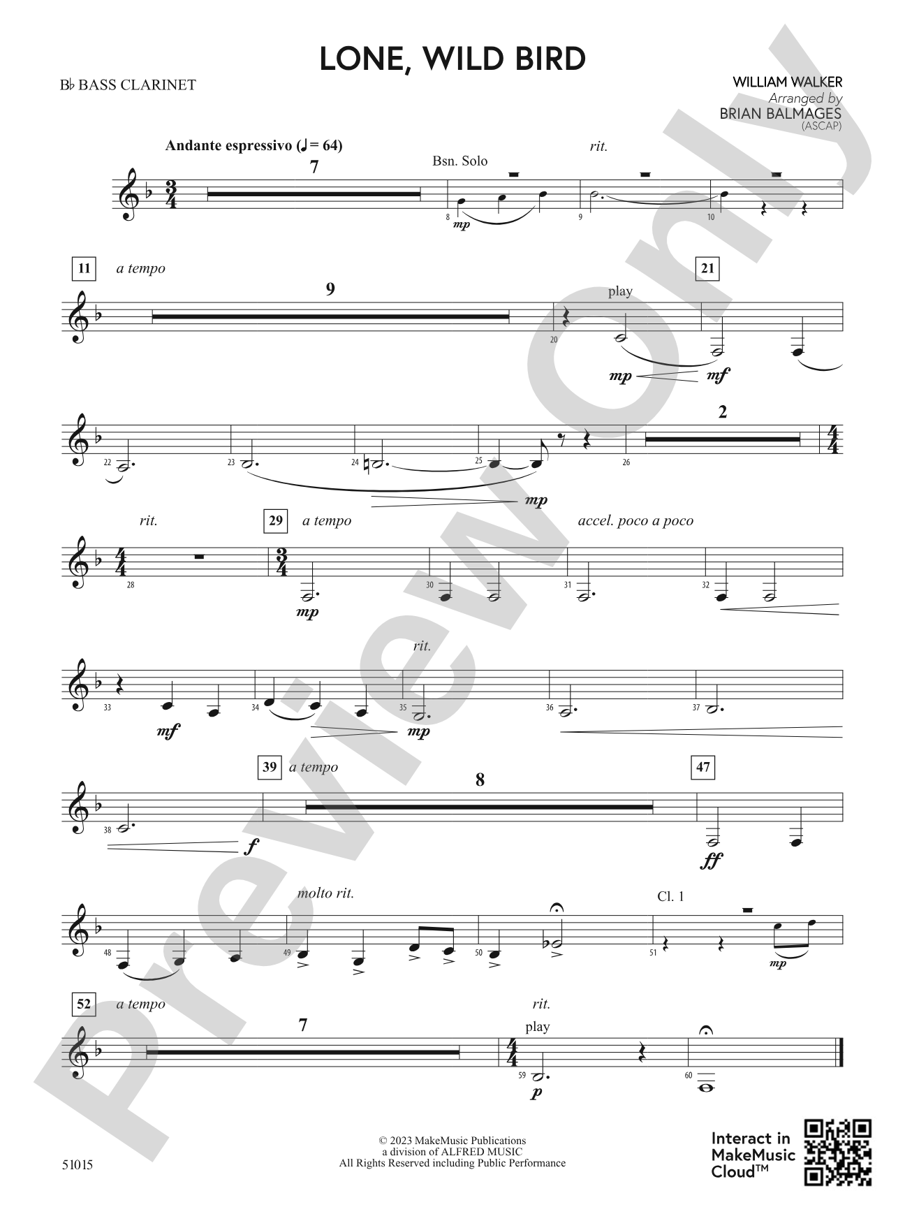 Lone, Wild Bird: B-flat Bass Clarinet