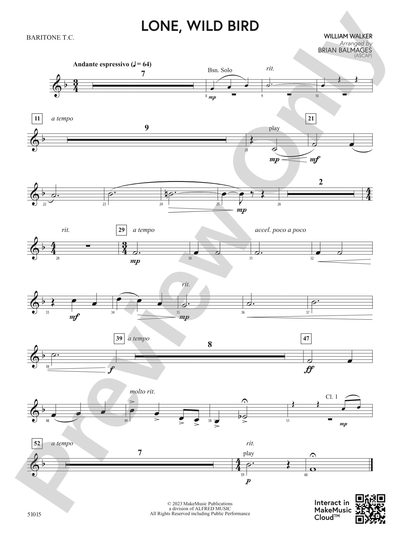 Lone, Wild Bird: Baritone T.C.