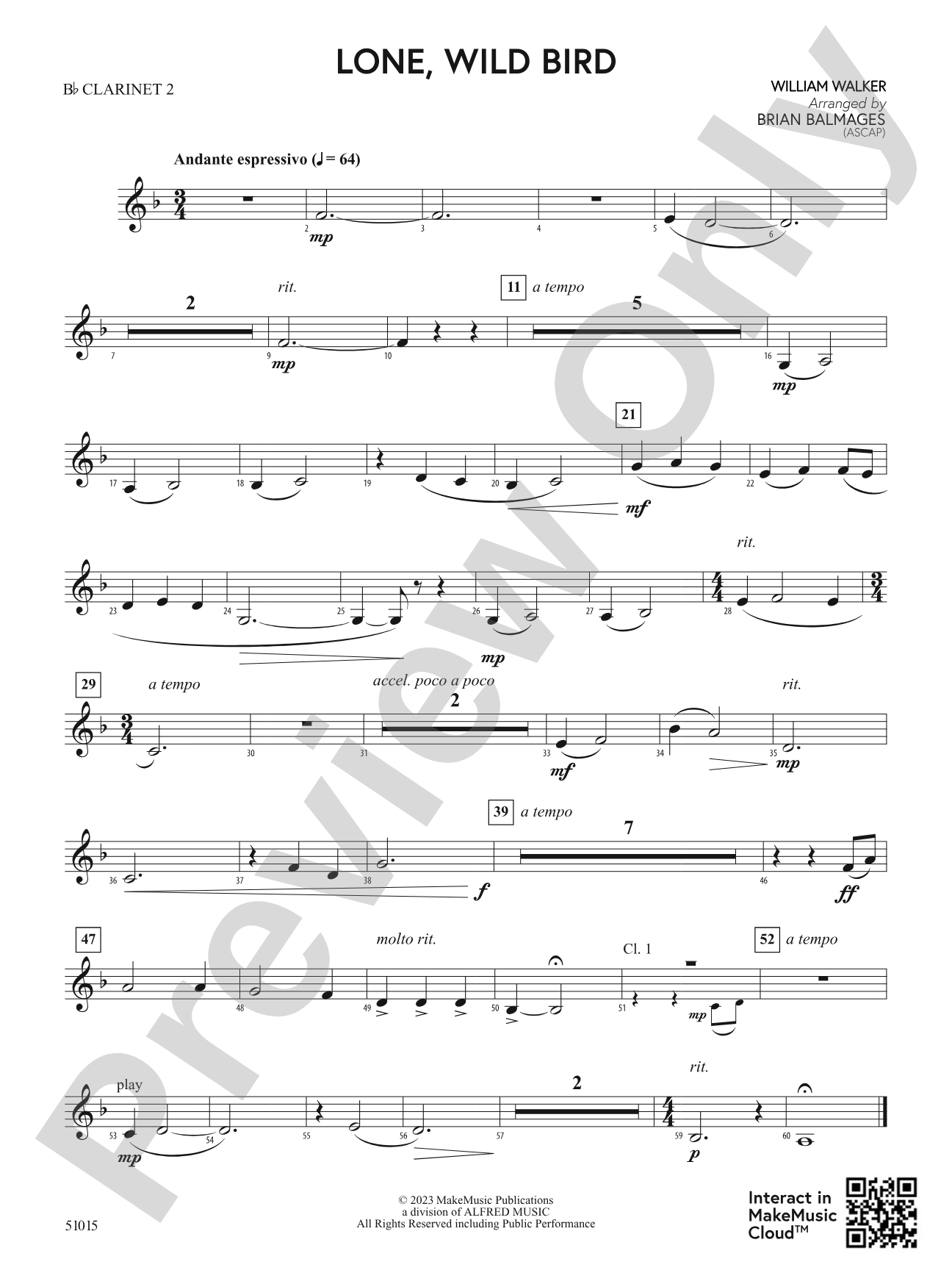 Lone, Wild Bird: 2nd B-flat Clarinet