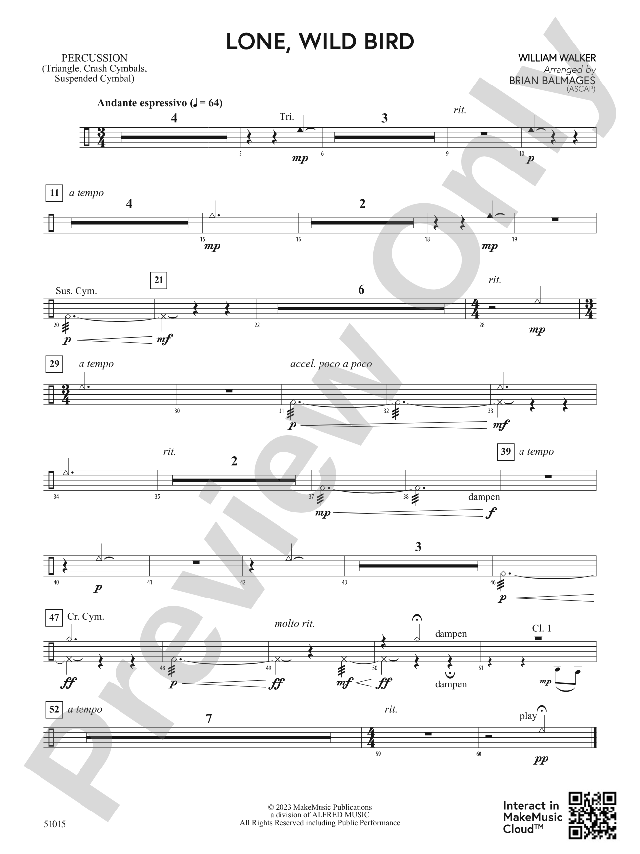 Lone, Wild Bird: 1st Percussion