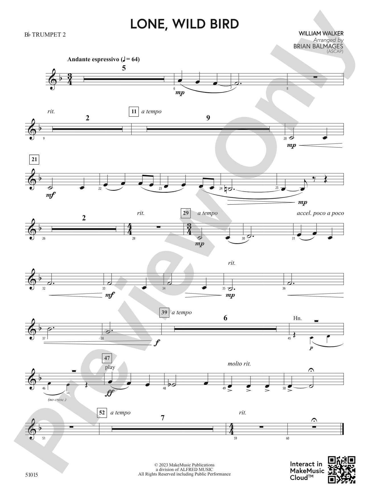 Lone, Wild Bird: 2nd B-flat Trumpet
