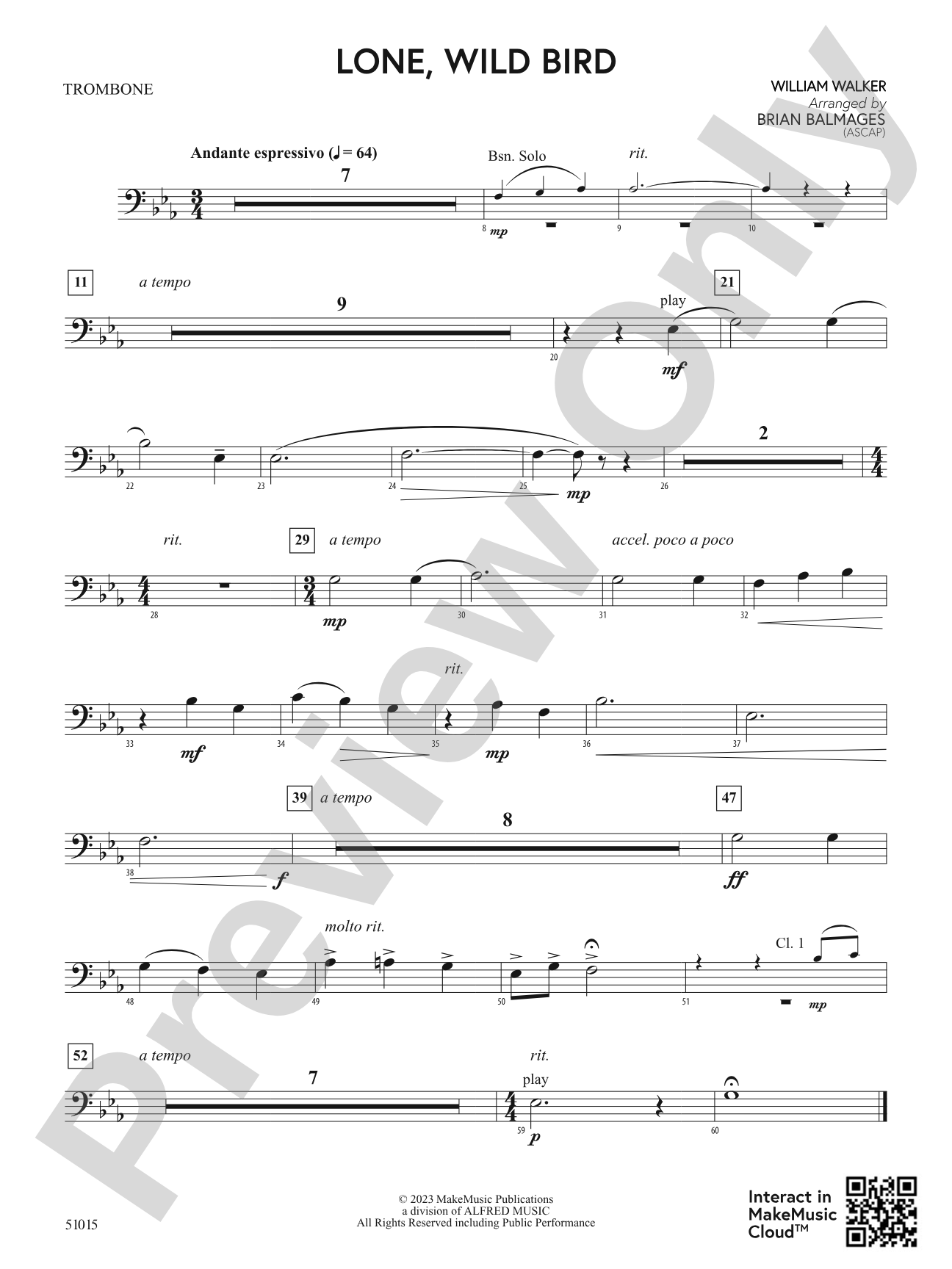 Lone, Wild Bird: 1st Trombone