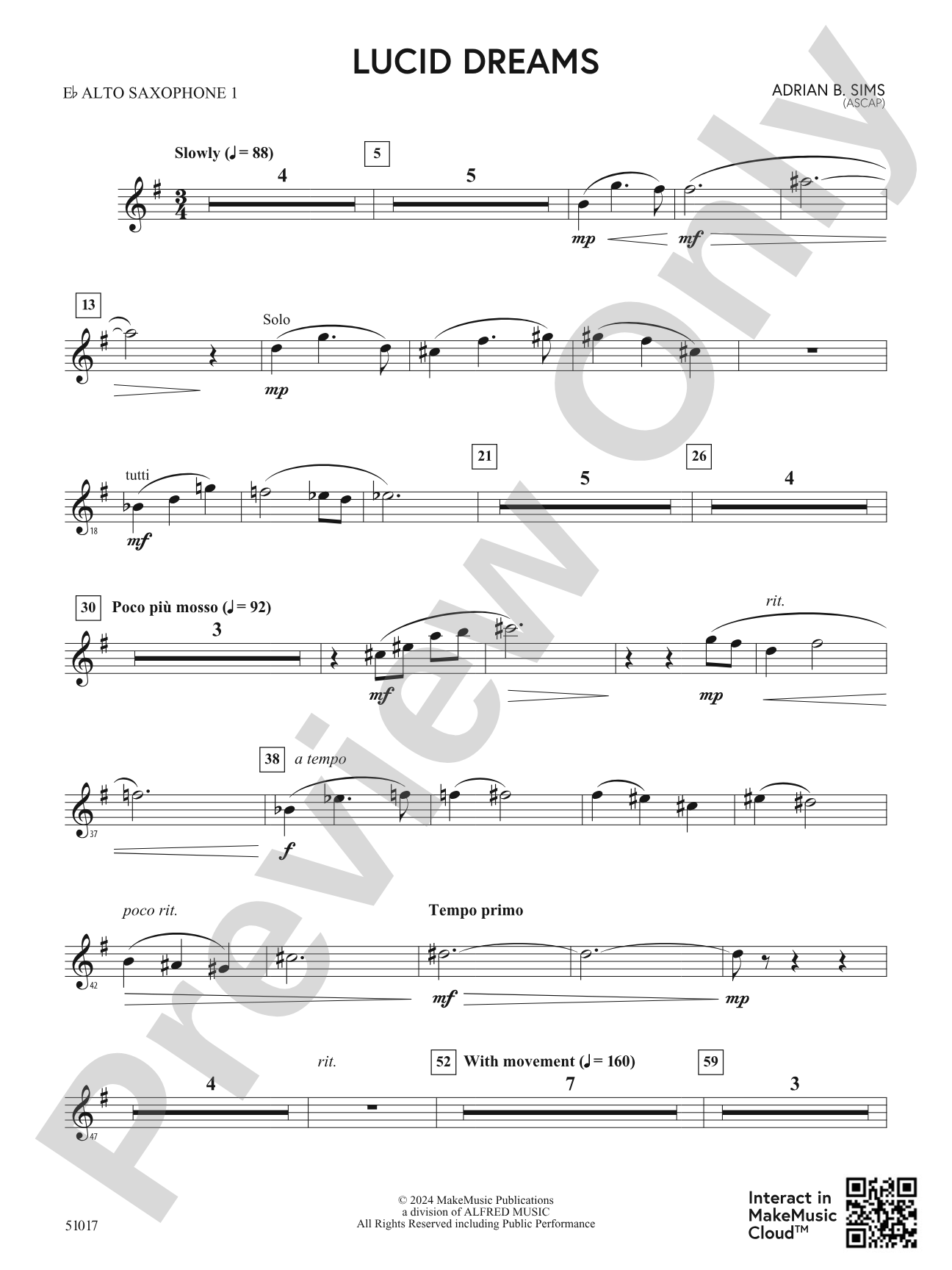 Lucid Dreams: E-flat Alto Saxophone