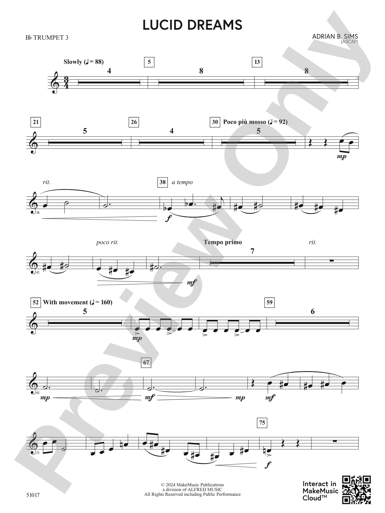 Lucid Dreams: 3rd B-flat Trumpet