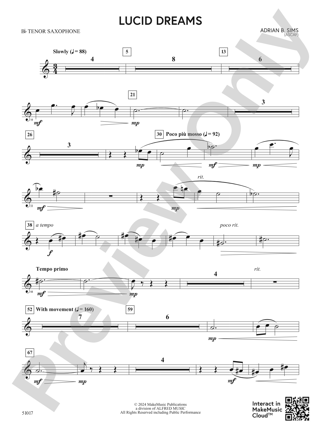 Lucid Dreams: B-flat Tenor Saxophone