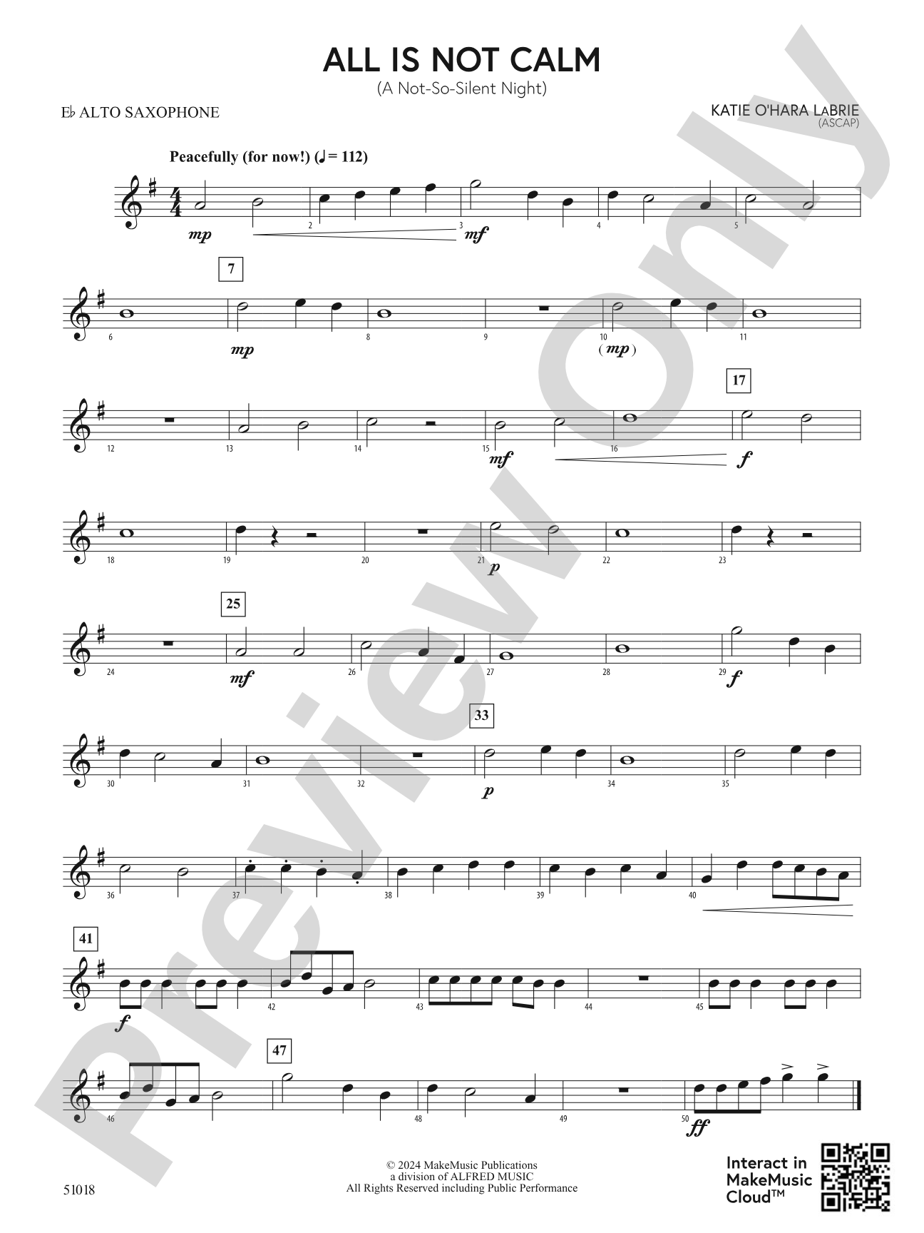 All is NOT Calm: E-flat Alto Saxophone