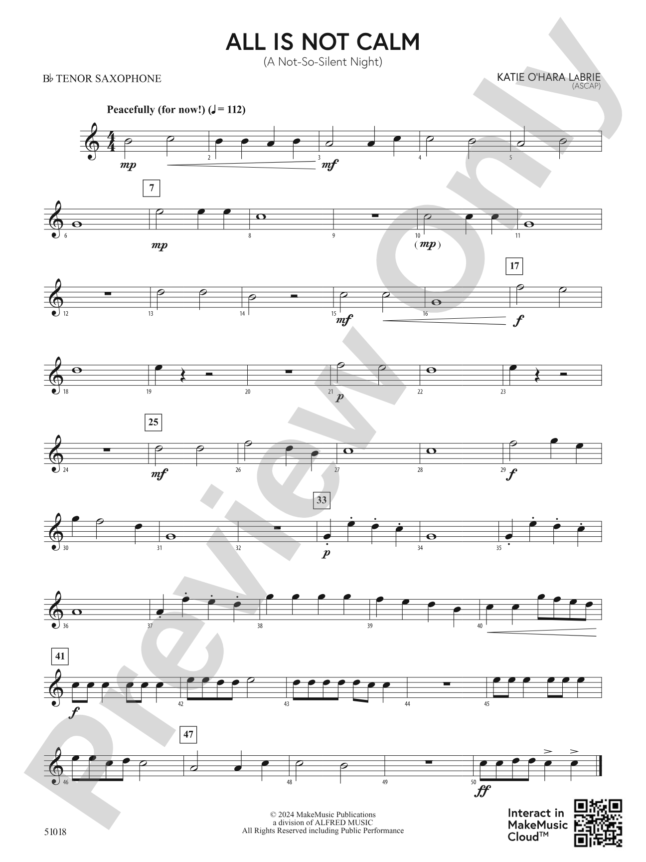 All is NOT Calm: B-flat Tenor Saxophone