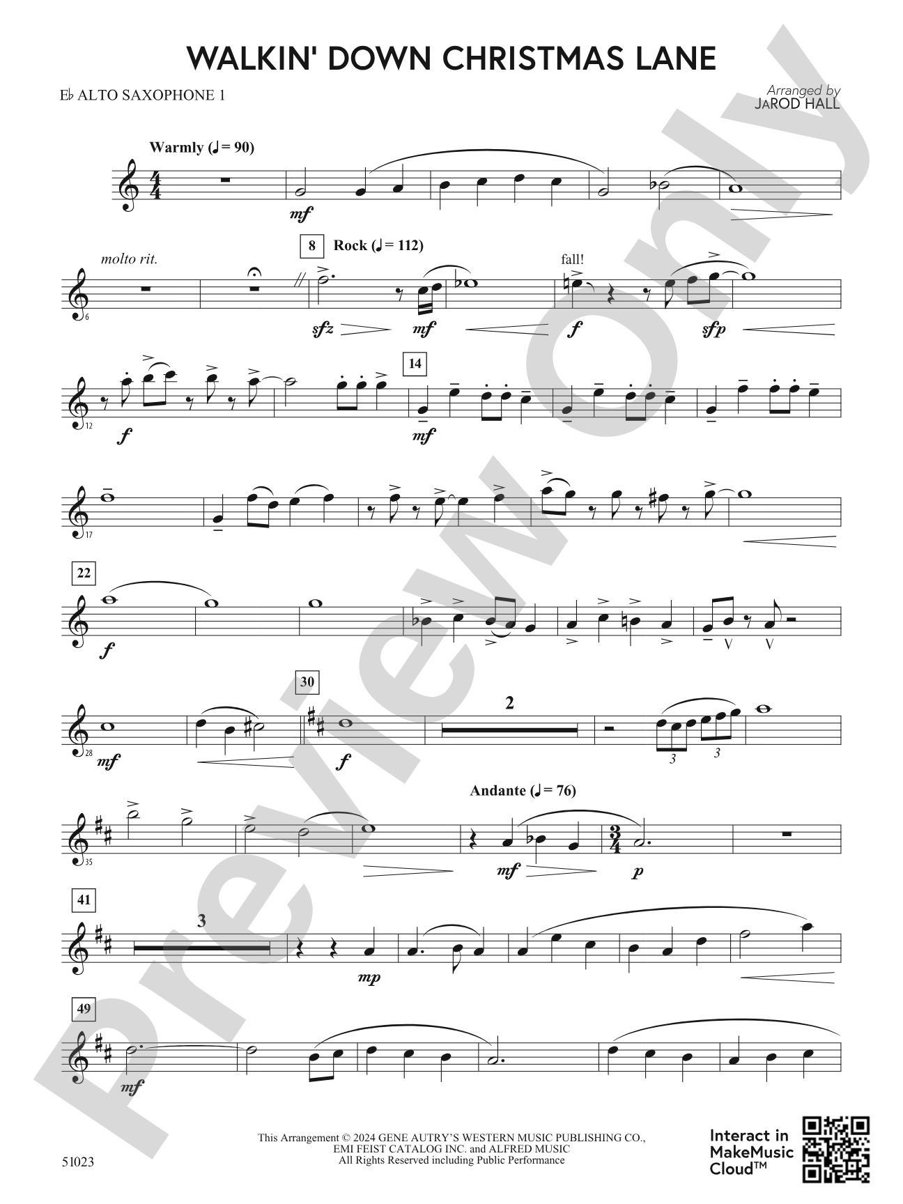 Walkin' Down Christmas Lane: E-flat Alto Saxophone