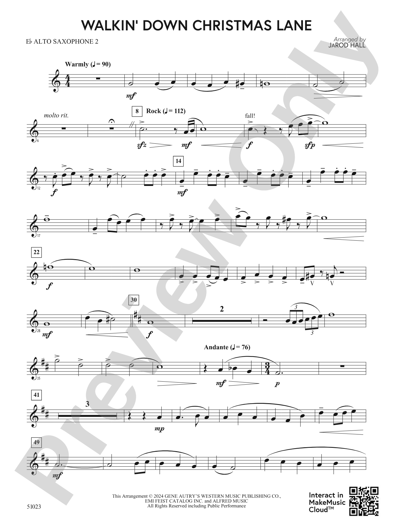 Walkin' Down Christmas Lane: 2nd E-flat Alto Saxophone