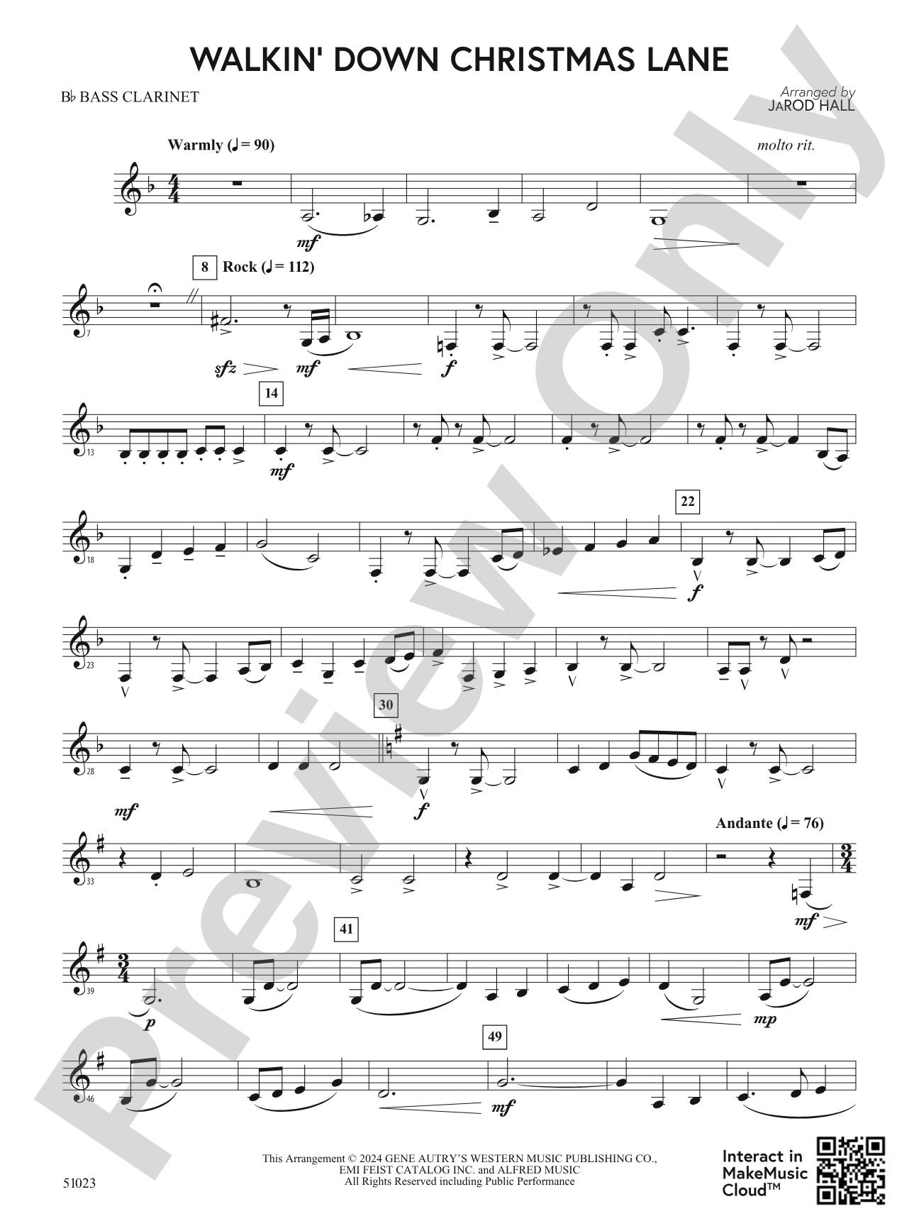 Walkin' Down Christmas Lane: B-flat Bass Clarinet
