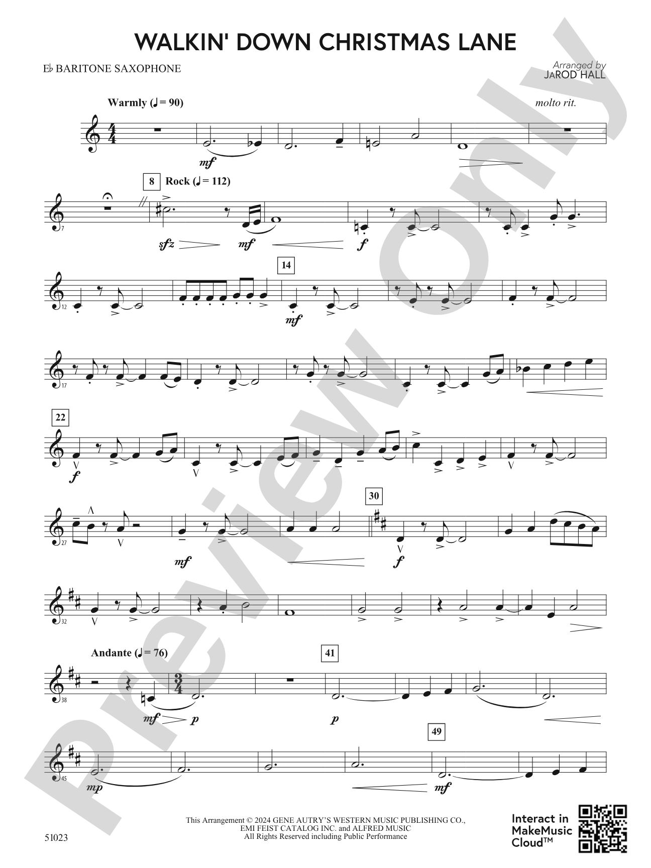 Walkin' Down Christmas Lane: E-flat Baritone Saxophone