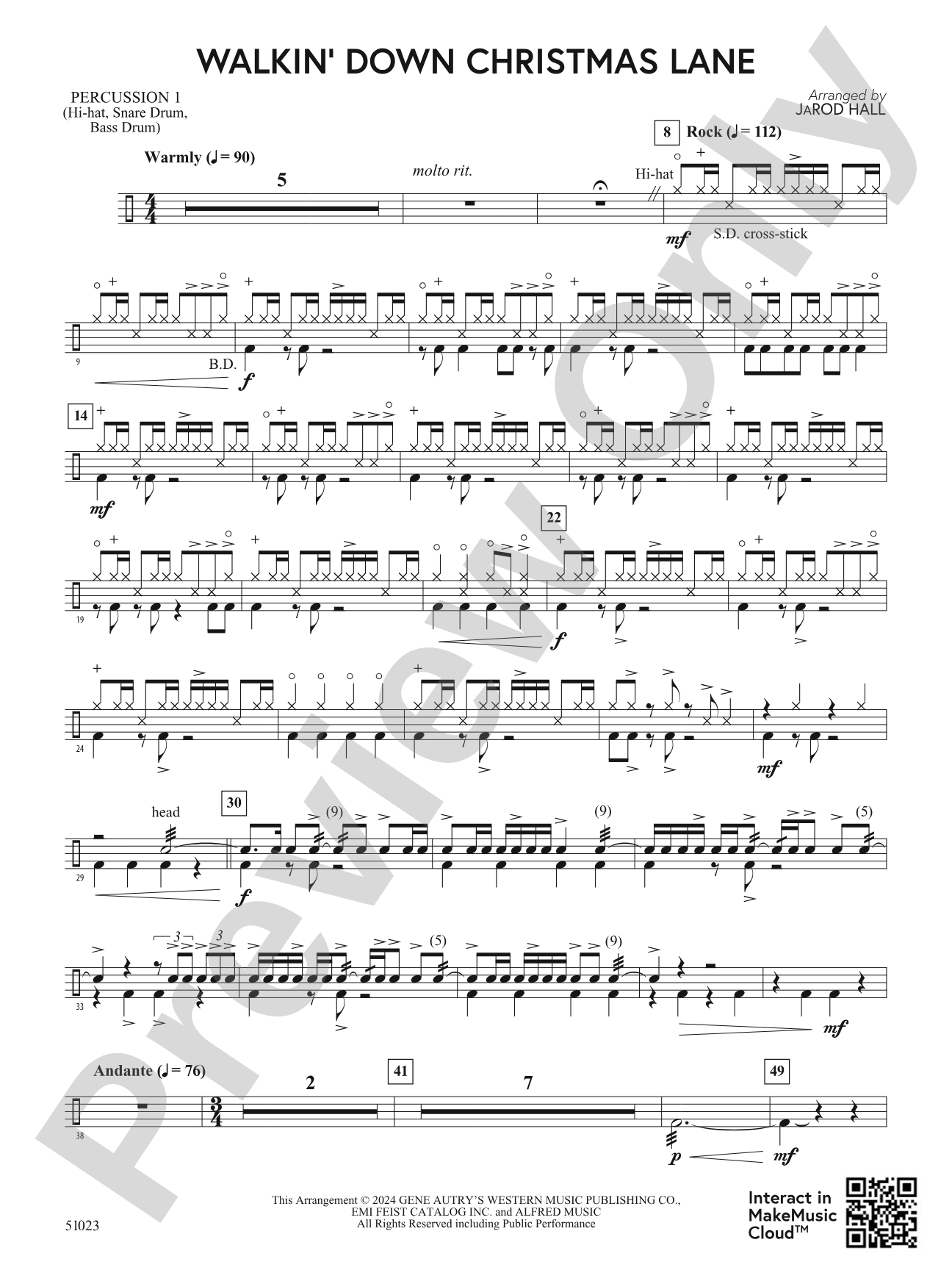 Walkin' Down Christmas Lane: 1st Percussion