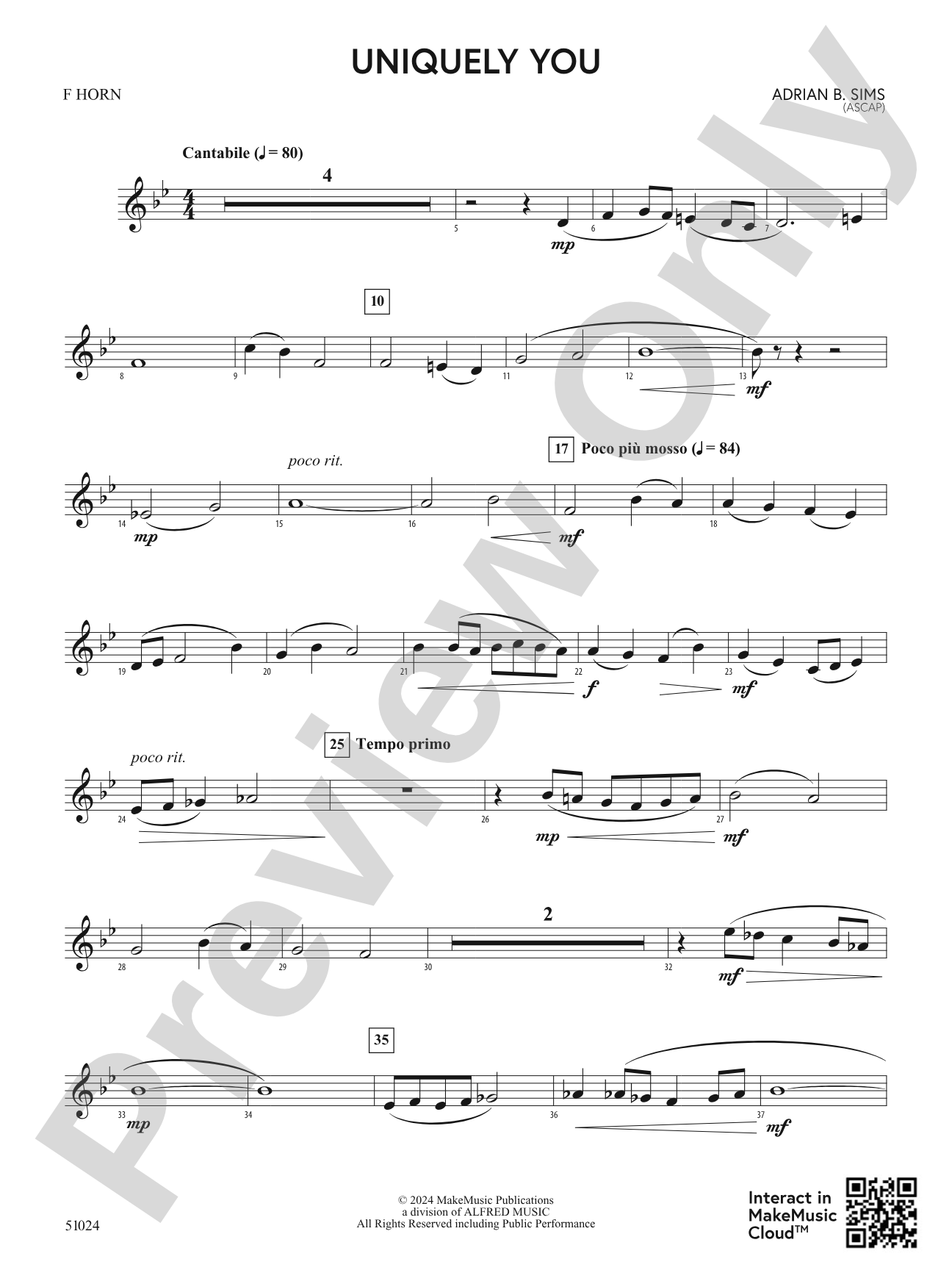 Uniquely You: 1st F Horn