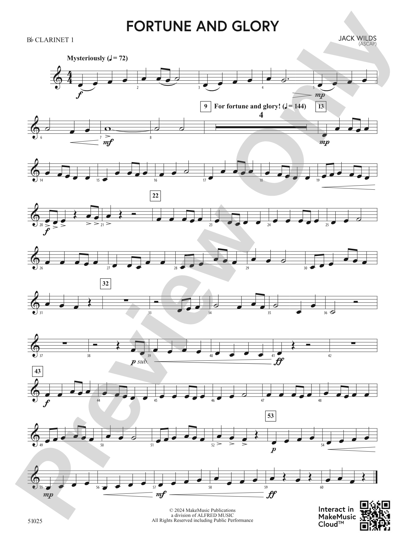 Fortune and Glory: 1st B-flat Clarinet