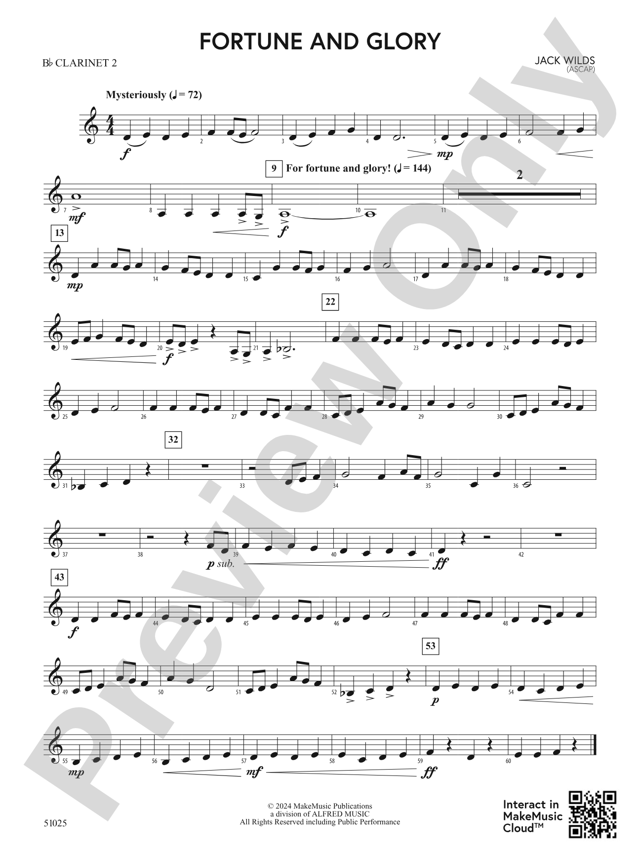 Fortune and Glory: 2nd B-flat Clarinet