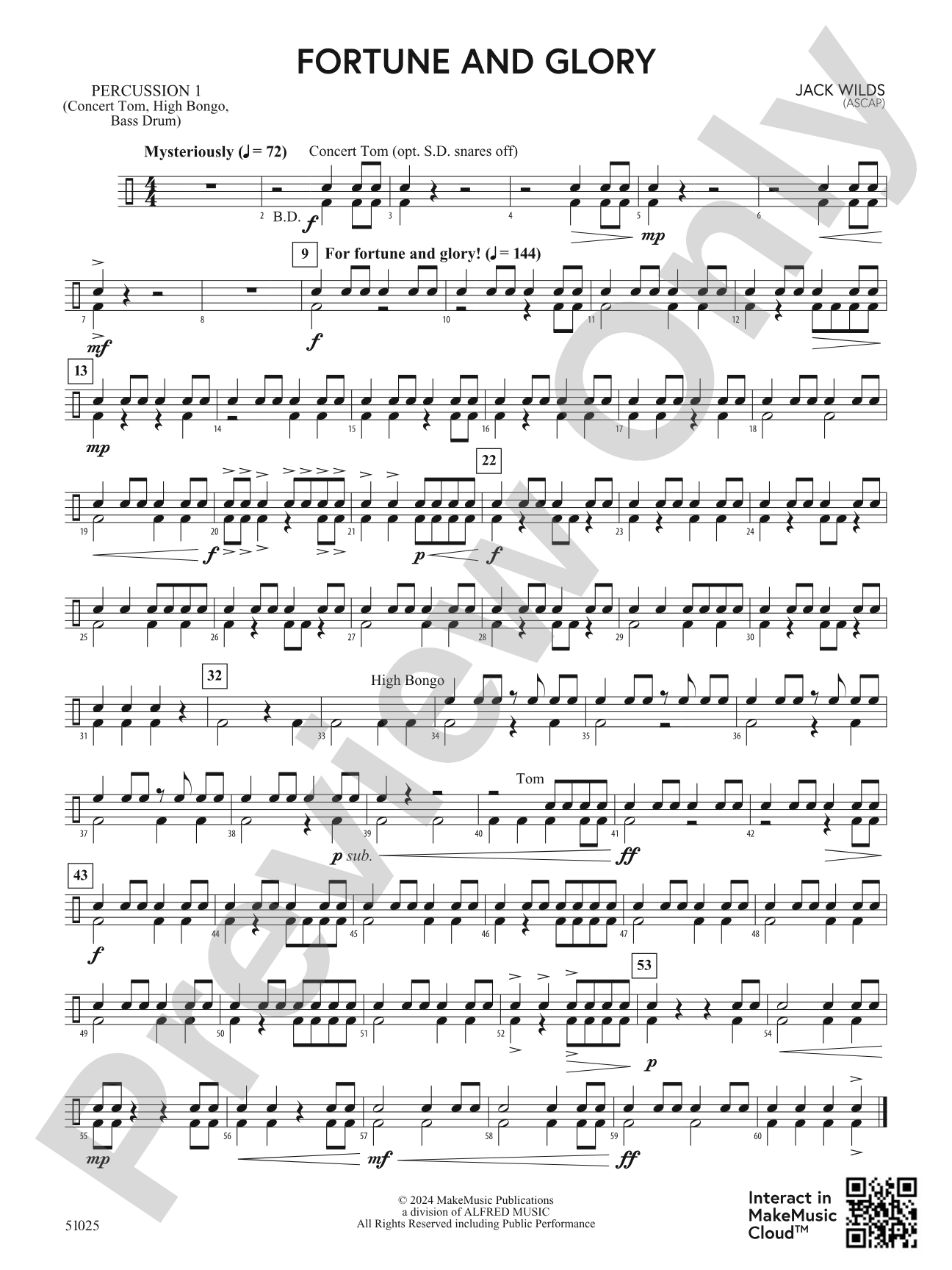 Fortune and Glory: 1st Percussion