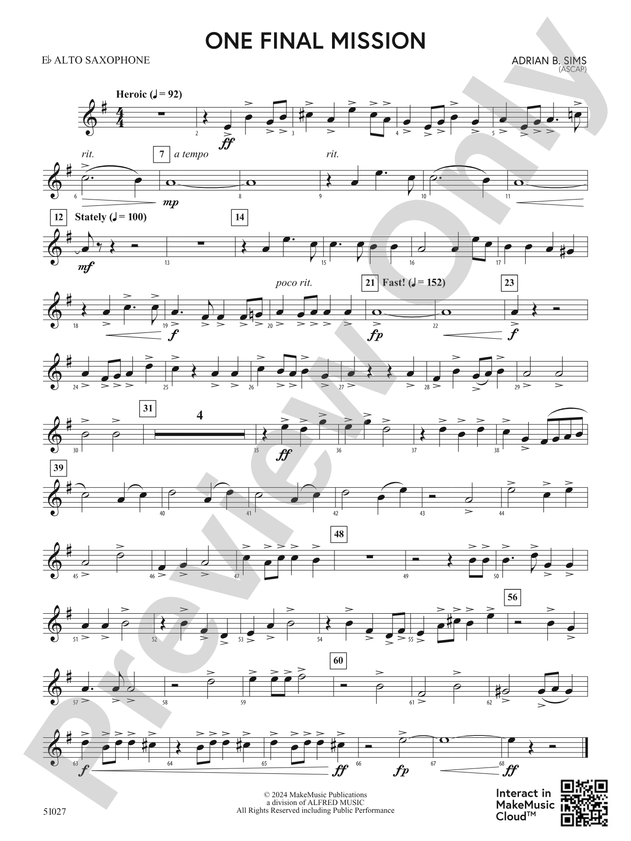 One Final Mission: E-flat Alto Saxophone