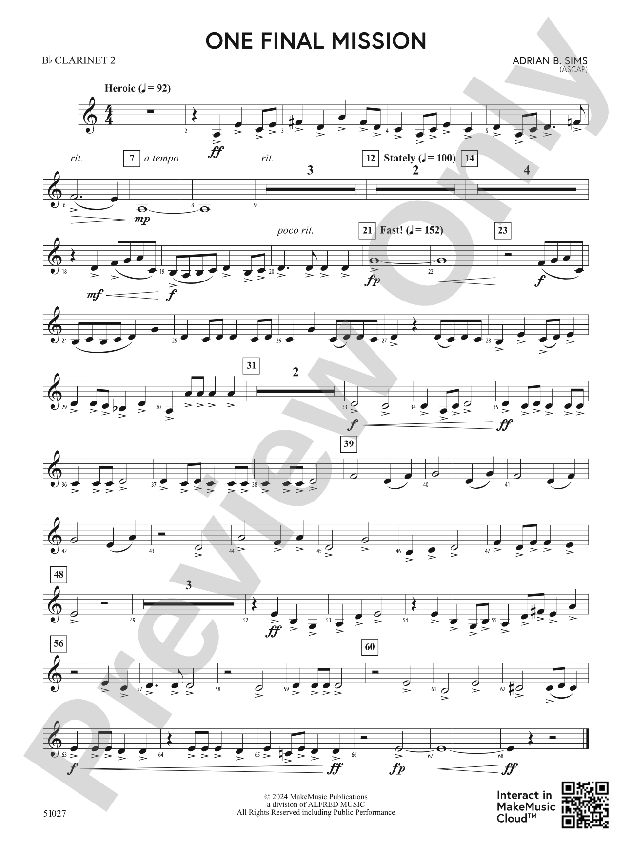 One Final Mission: 2nd B-flat Clarinet