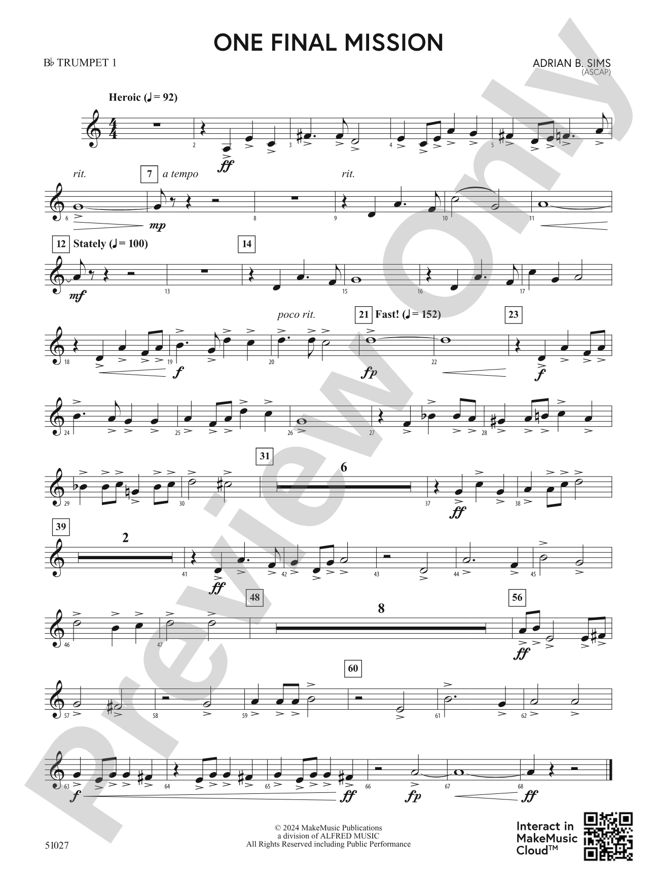 One Final Mission: 1st B-flat Trumpet