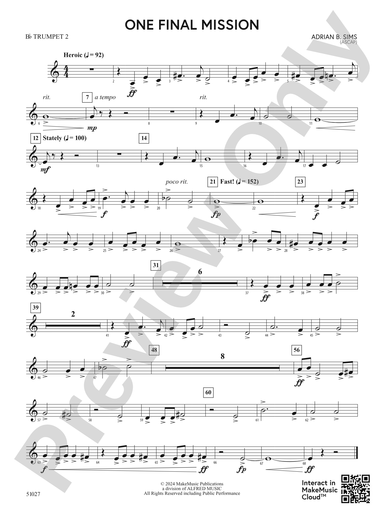 One Final Mission: 2nd B-flat Trumpet