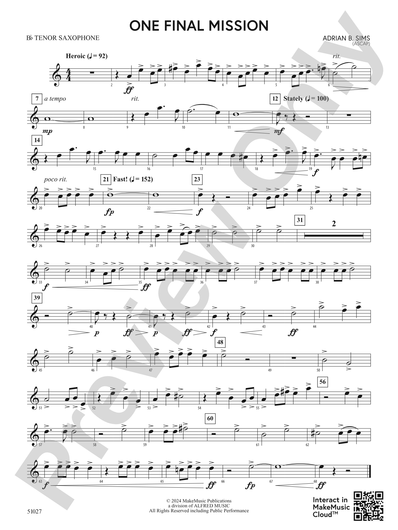 One Final Mission: B-flat Tenor Saxophone