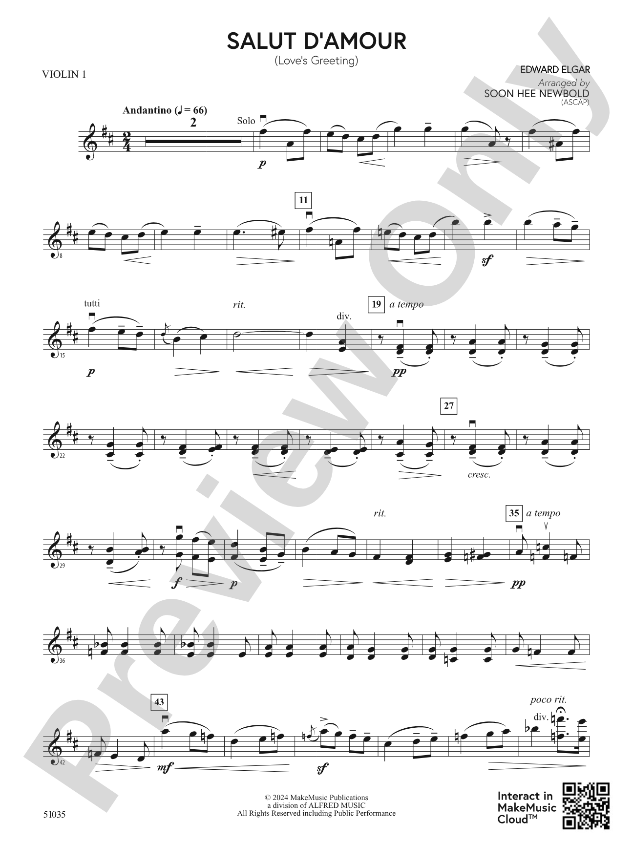 Salut d'Amour: 1st Violin