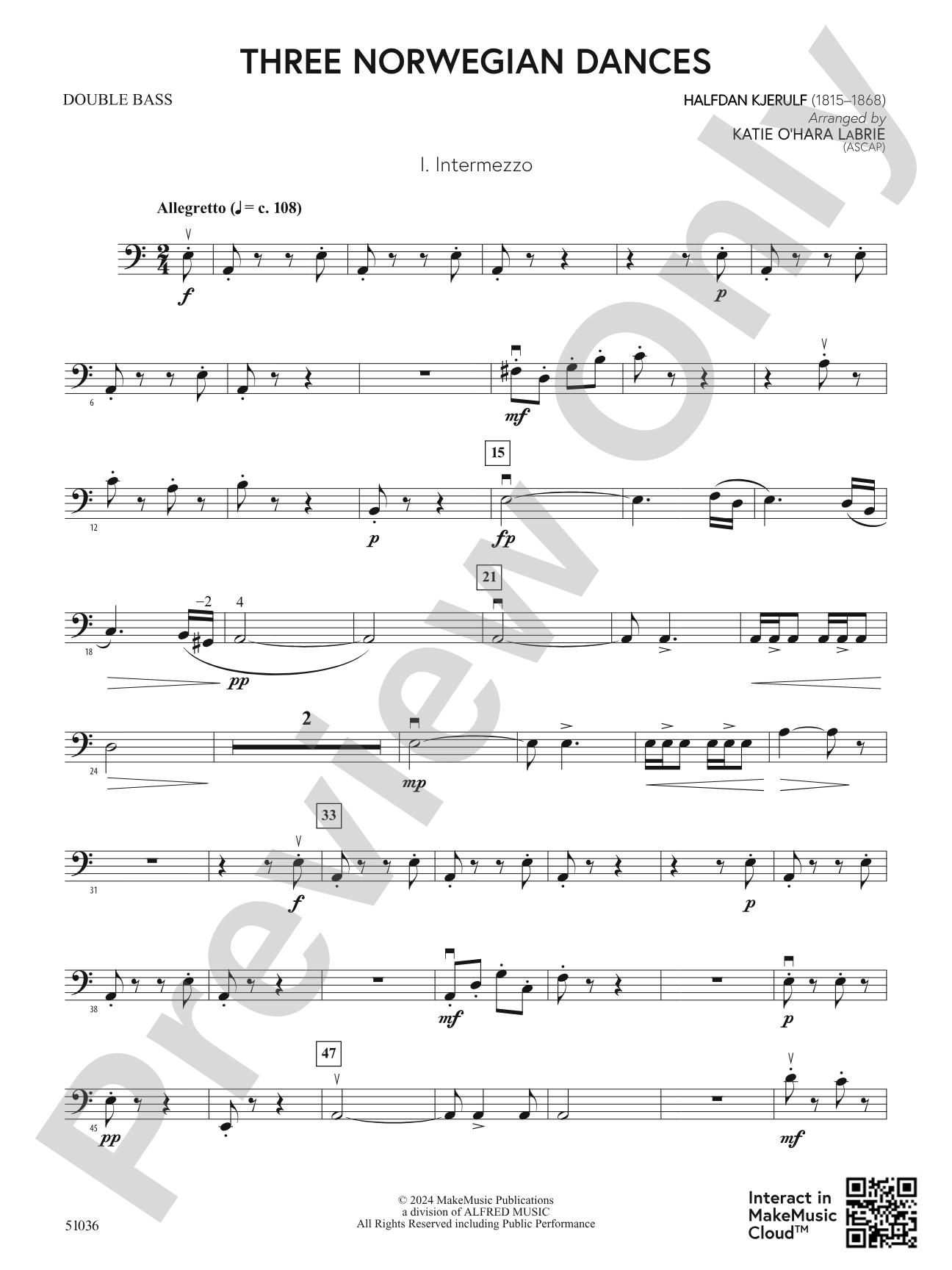 Three Norwegian Dances: String Bass