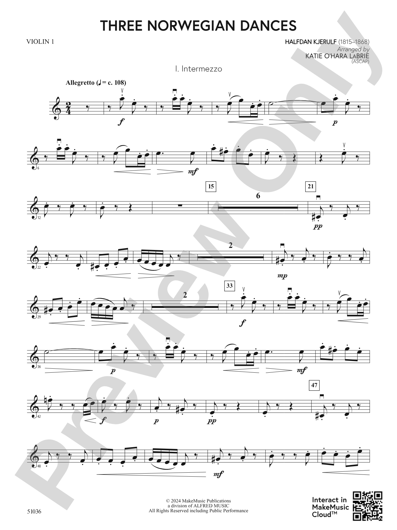 Three Norwegian Dances: 1st Violin