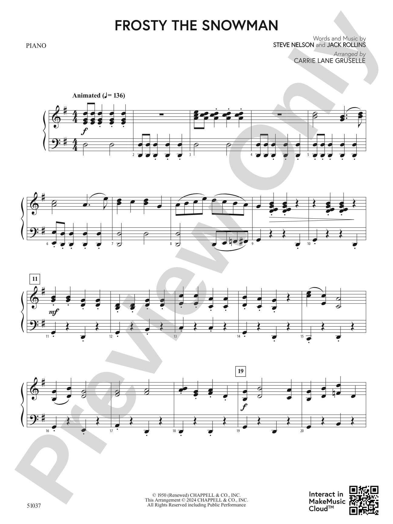 Frosty the Snowman: Piano Accompaniment
