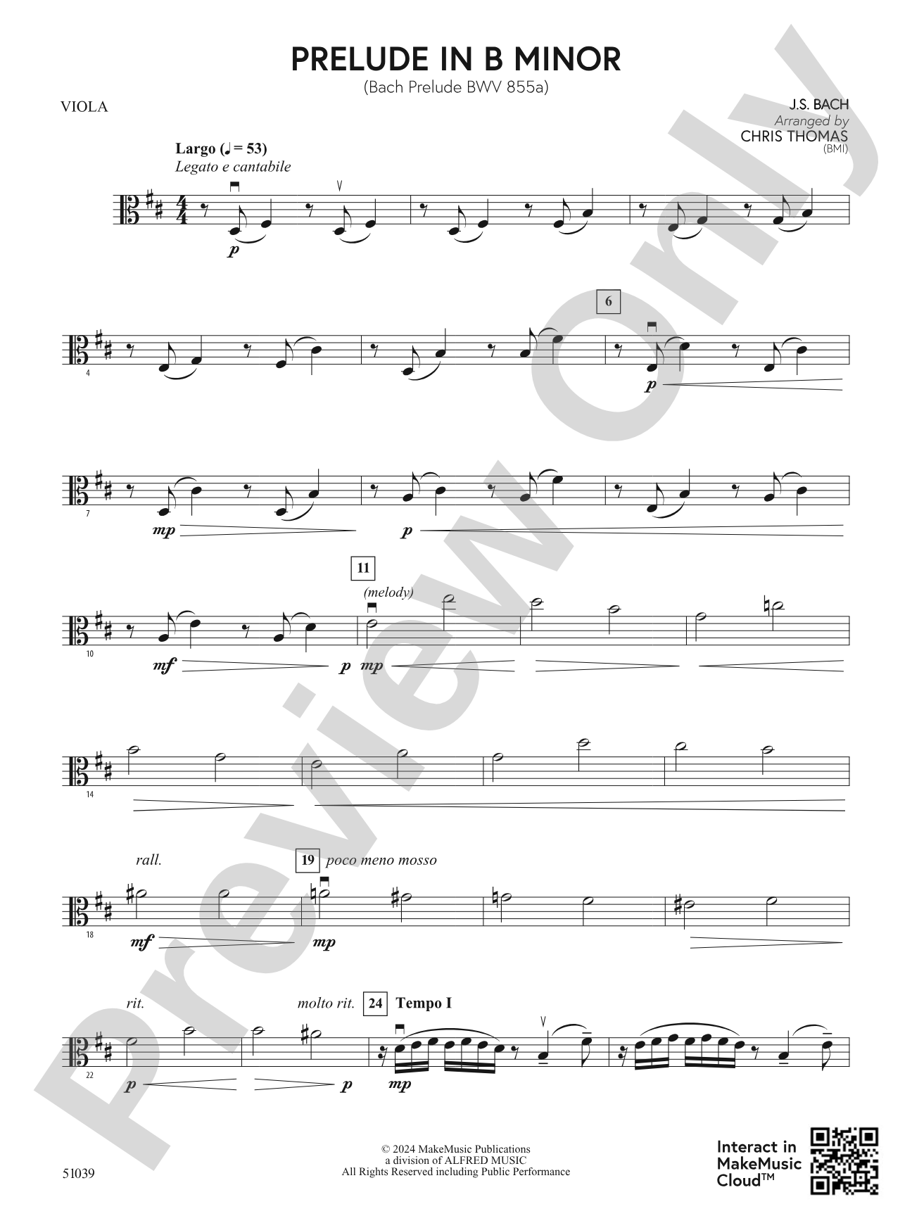 Prelude in B Minor: Viola