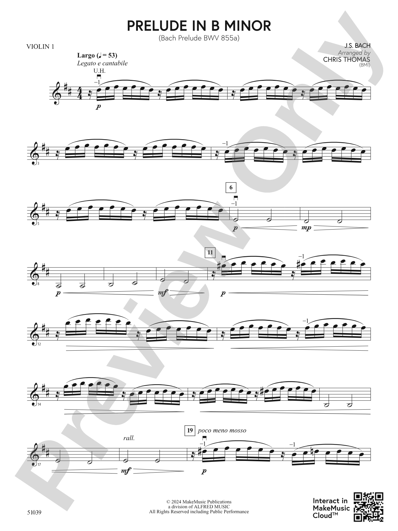 Prelude in B Minor: 1st Violin