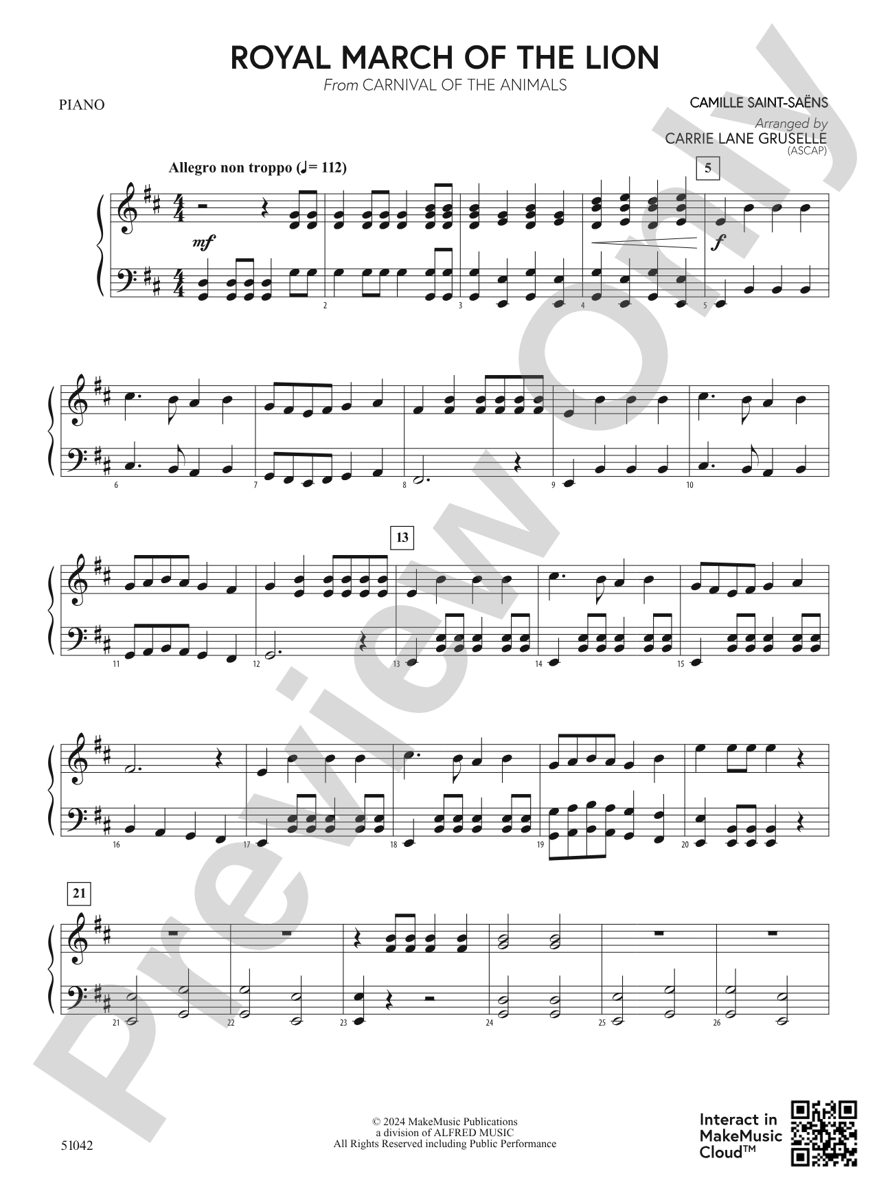 Royal March of the Lion: Piano Accompaniment