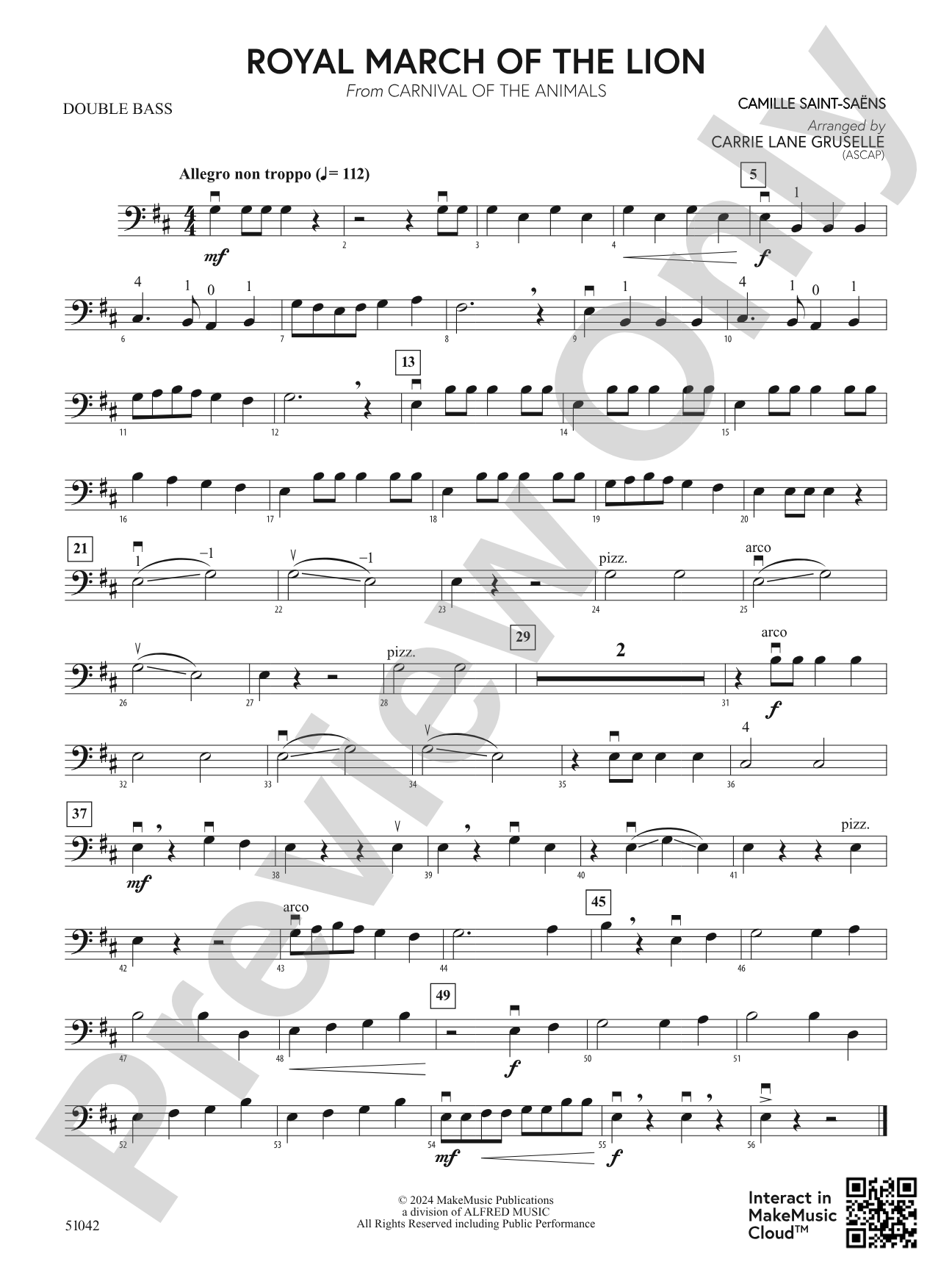 Royal March of the Lion: String Bass