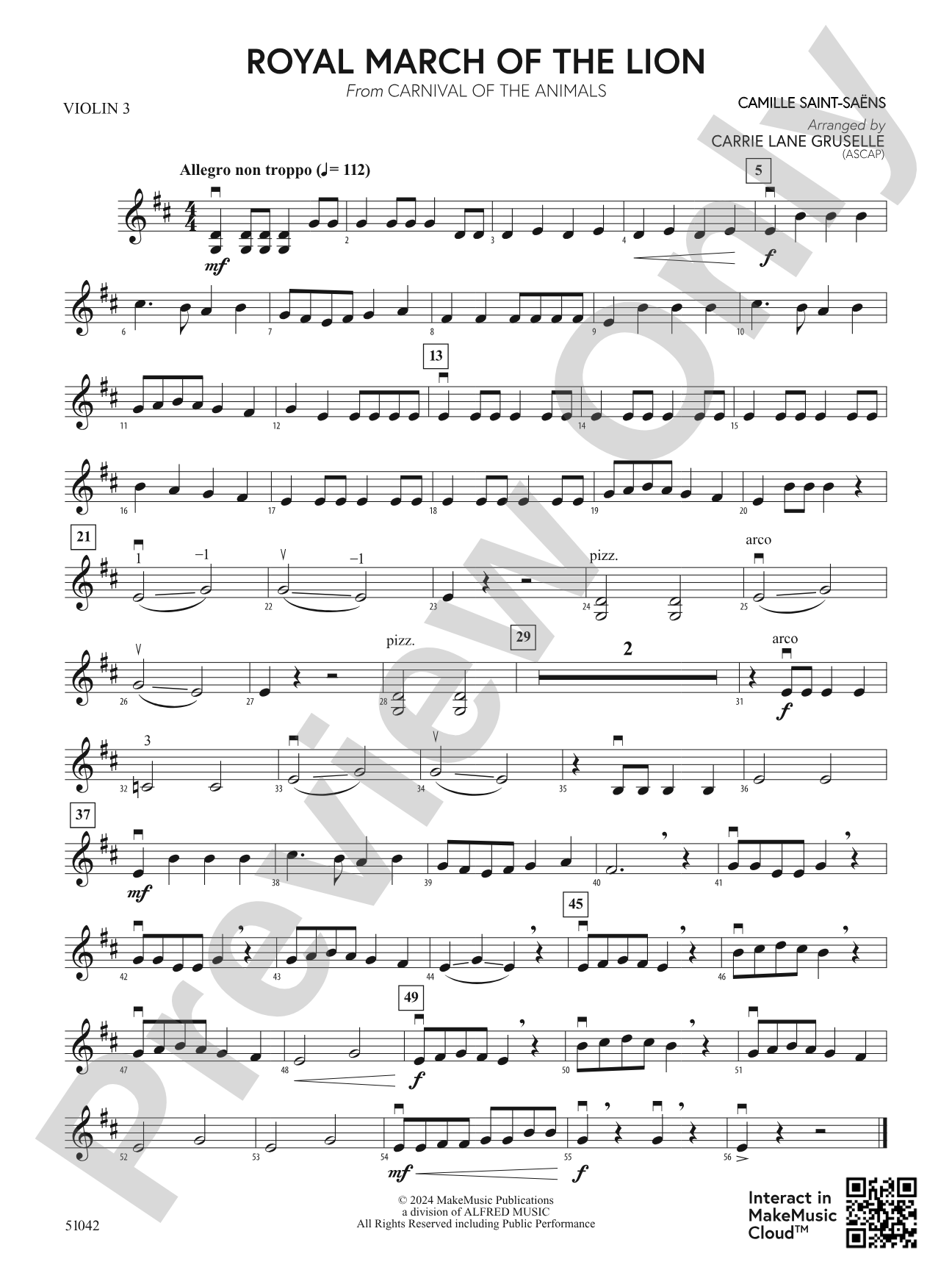 Royal March of the Lion: 3rd Violin (Viola [TC])