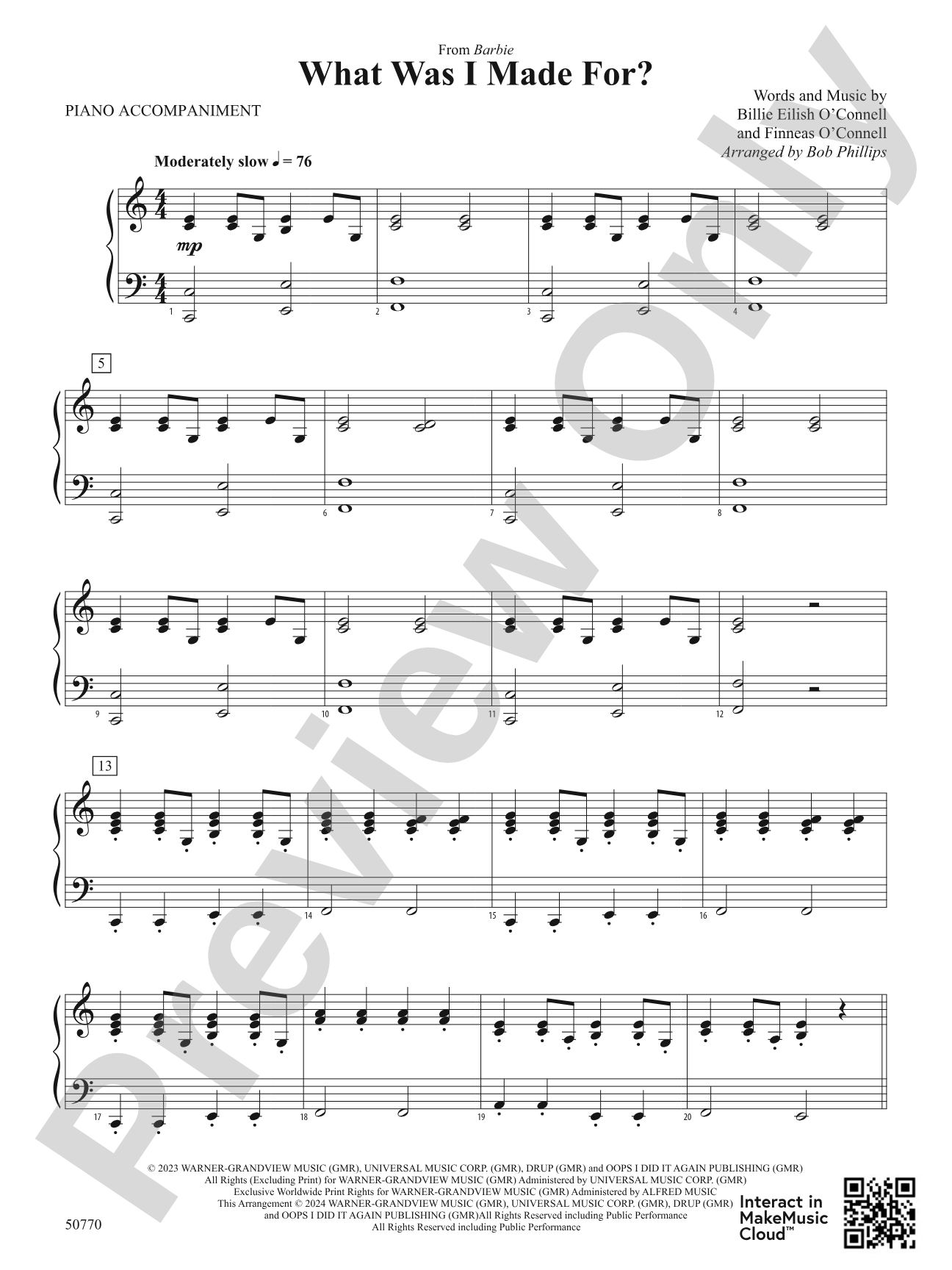 What Was I Made For?: Piano Accompaniment